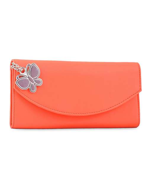orange plain solid leatherette wallet - 1055748 - Very Small Image - 1
