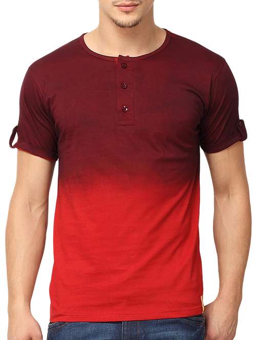 red ombre cotton t-shirt - 11251817 - Very Small Image - 1