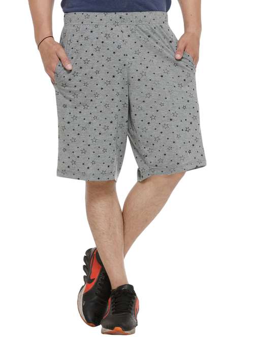 grey printed cotton shorts - 11449982 - Very Small Image - 1
