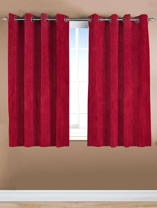 home candy maroon plain set of 2 window curtains- 5 feet - 11863163 - Very Small Image - 1