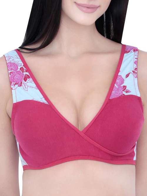 color block floral maternity bra - 12562012 - Very Small Image - 1