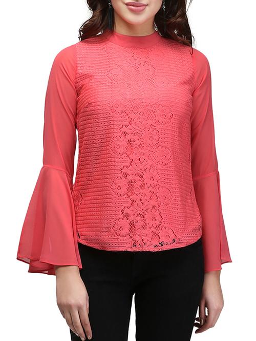 mock neck bell sleeved top - 13056021 - Very Small Image - 1