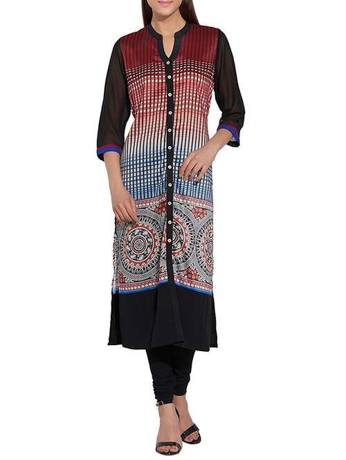 black long kurta - 13142028 - Very Small Image - 1