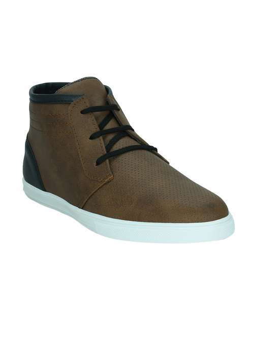 tan leatherette lace up sneaker - 13451216 - Very Small Image - 1