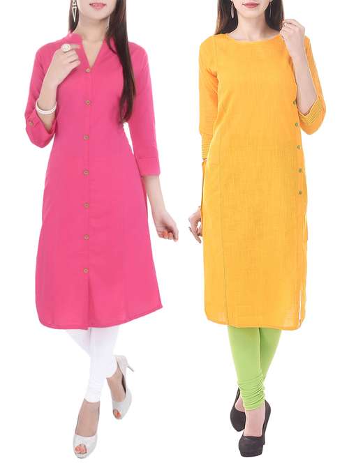 multi colored cotton combos kurta - 13934766 - Very Small Image - 1