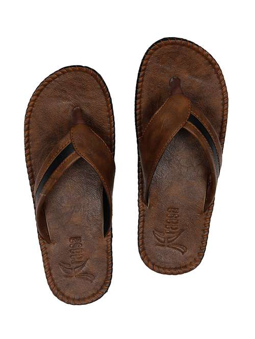 brown leatherette toe separator slipper - 13957957 - Very Small Image - 1