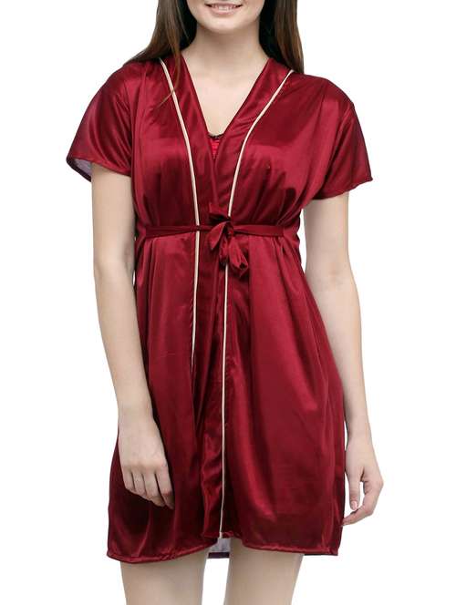 red polyester sleepwear robe - 14190592 - Very Small Image - 1