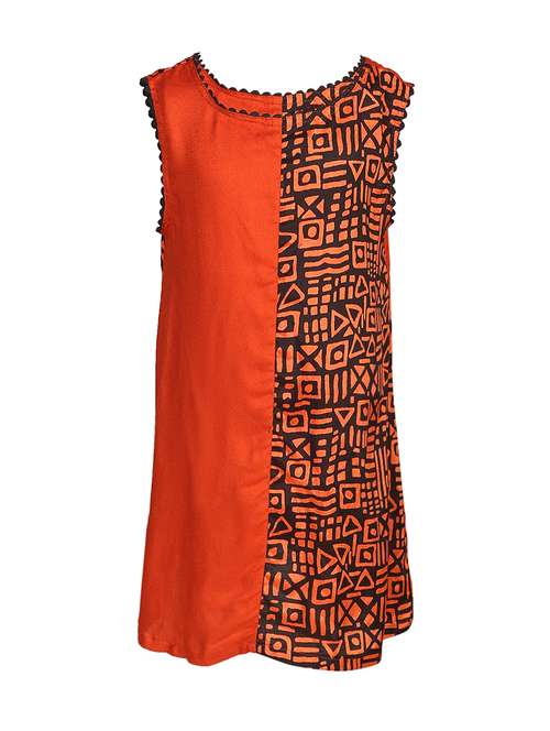 orange viscose frock - 14391362 - Very Small Image - 1