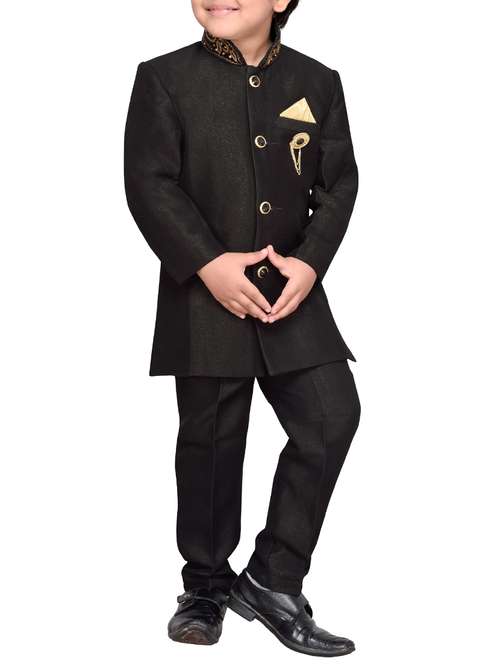 black silk blend kurta sets - 14405601 - Very Small Image - 1