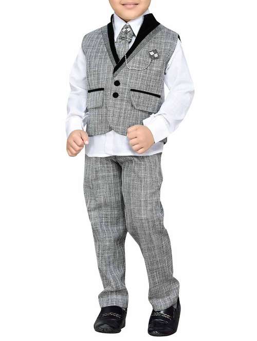 grey waistcoat, shirt and trouser set - 14408618 - Very Small Image - 1