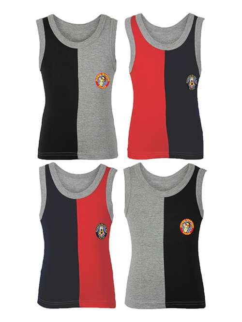 set of 4 multi colored cotton vests - 14412417 - Very Small Image - 1