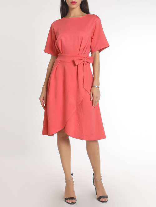 peach wrap dress - 14418192 - Very Small Image - 1