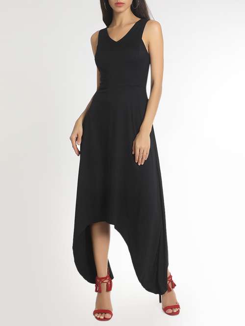 black polyester asymmetric dress - 14418198 - Very Small Image - 1