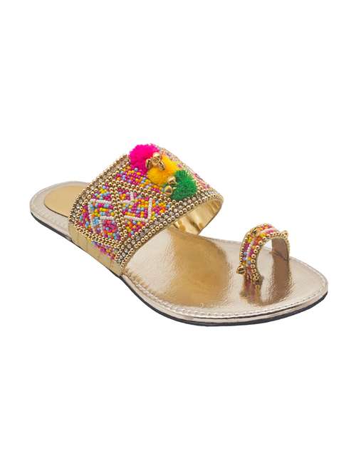 gold leatherette ethnic kolhapuris - 14479324 - Very Small Image - 1