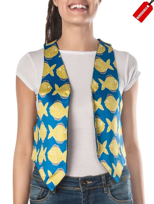 multi colored polyester waistcoat - 14680390 - Very Small Image - 1