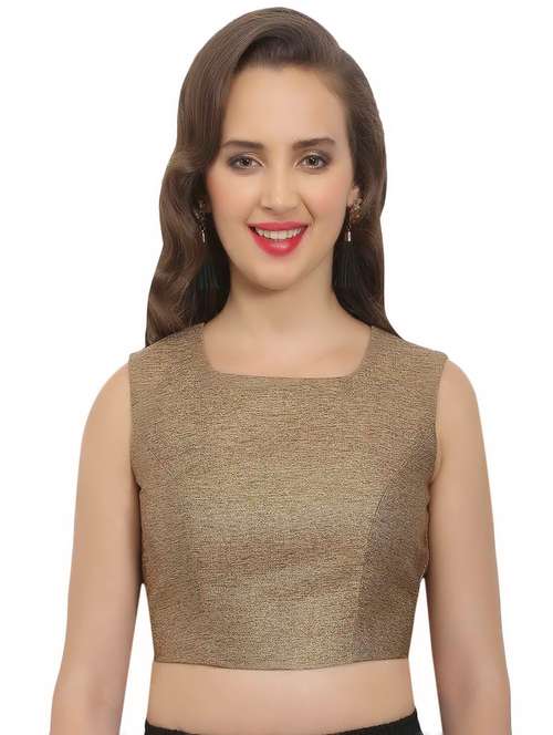 brown plain blouse - 14743803 - Very Small Image - 1