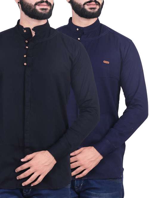 multi colored cotton blend casual shirt (set of 2) - 14757504 - Very Small Image - 1