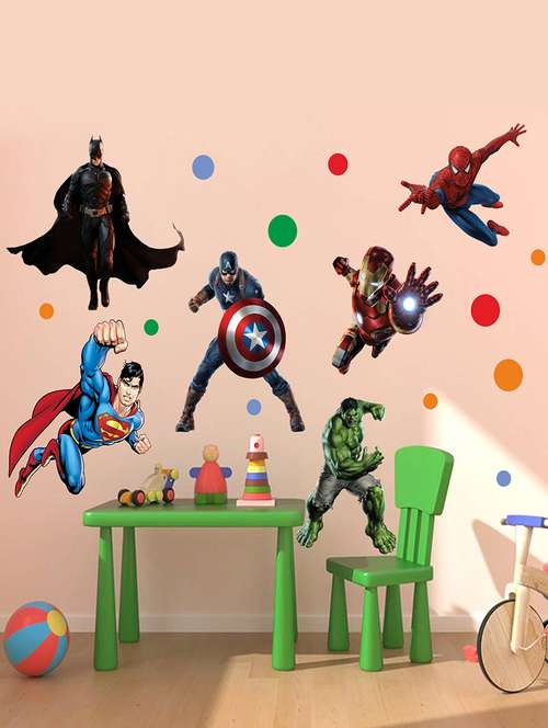 super hero league wall sticker (44*31inch) - 14758380 - Very Small Image - 1