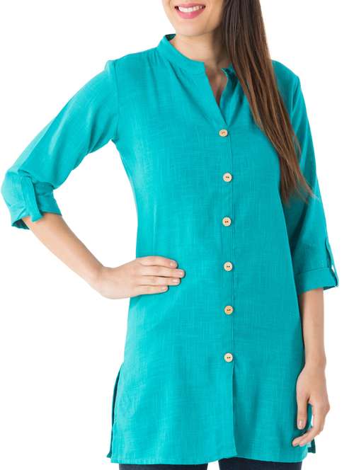 solid straight kurti - 14770706 - Very Small Image - 1