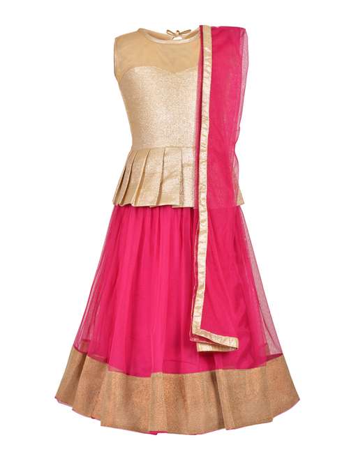 pink satin lehnga choli - 14882952 - Very Small Image - 1