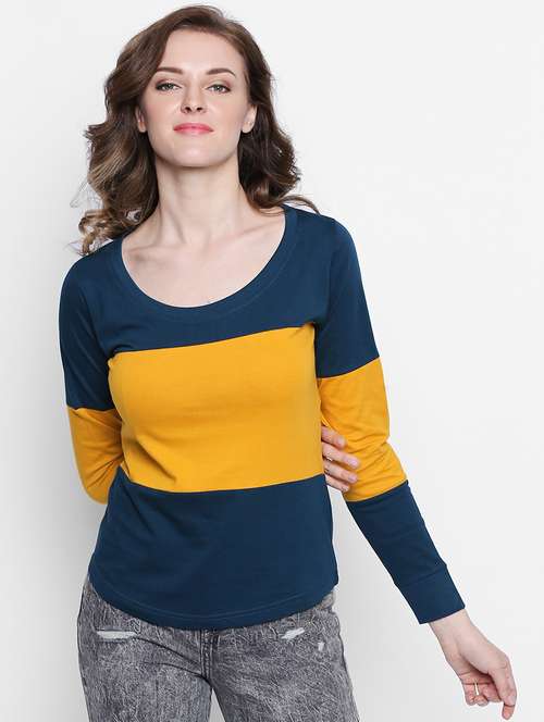 scoop neck color block tee - 14986847 - Very Small Image - 1