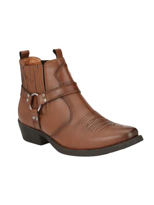tan leather slip on boot - 15001440 - Very Small Image - 1
