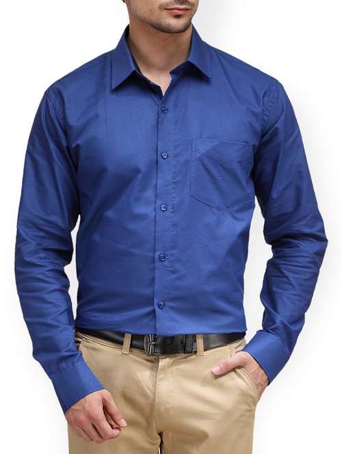 dark blue cotton formal shirt - 15007913 - Very Small Image - 1