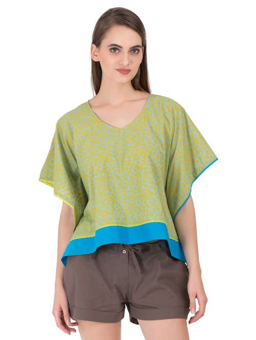 grass by gitika goyal green cotton kaftan - 15008126 - Very Small Image - 1