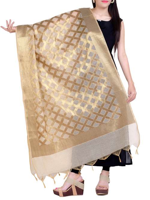 beige chanderi dupatta - 15046936 - Very Small Image - 1