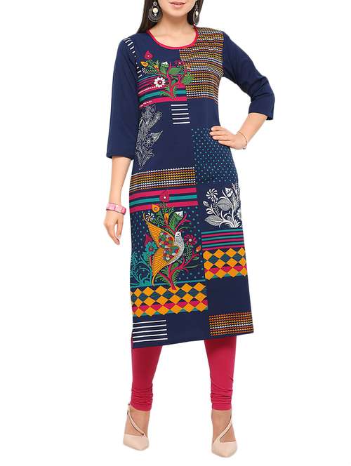 printed straight kurta - 15064638 - Very Small Image - 1