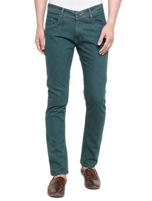 green denim plain jeans - 15101013 - Very Small Image - 1