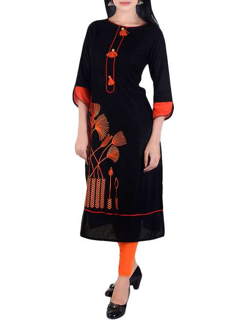 straight kurta with fringes - 15113068 - Very Small Image - 1