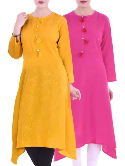 multi colored cotton combos kurta - 15183661 - Very Small Image - 1
