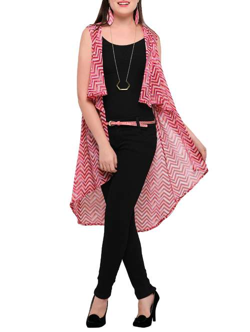 chevron print asymmetric shrug - 15231198 - Very Small Image - 1