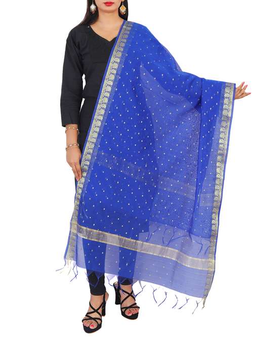 blue chanderi dupatta - 15249565 - Very Small Image - 1