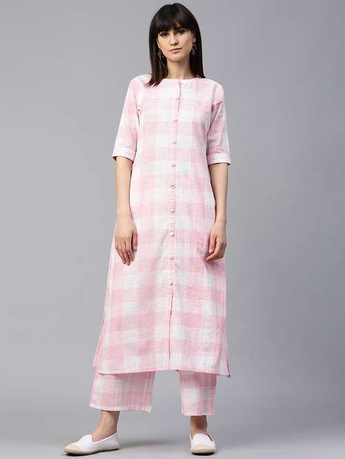 pink cotton kurta palazzo set - 15259863 - Very Small Image - 1