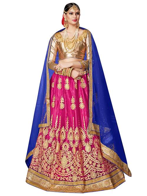 pink net aline lehenga - 15291190 - Very Small Image - 1