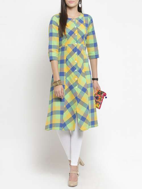 multi checks a-line kurta - 15343132 - Very Small Image - 1