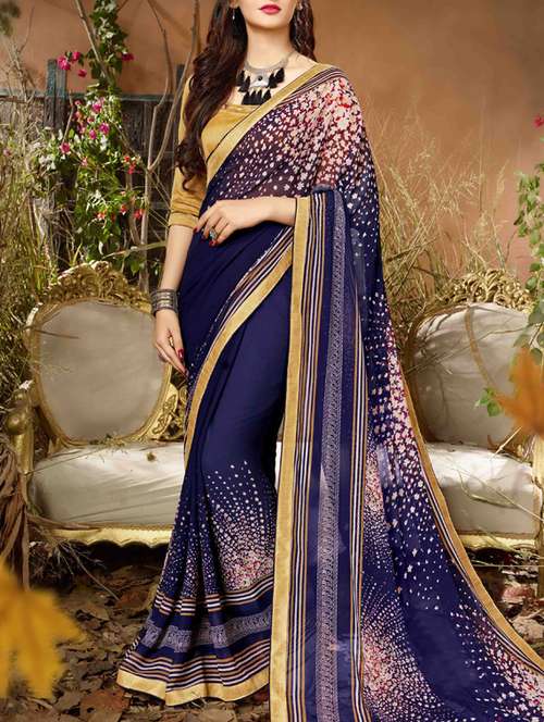 ditsy floral printed saree with blouse - 15352615 - Very Small Image - 1