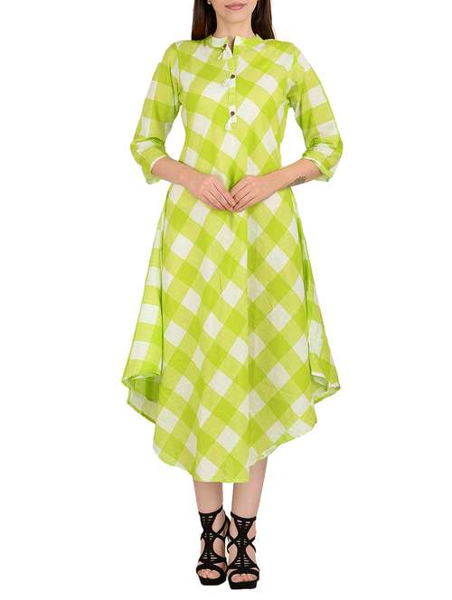 asymmetric checkered kurta - 15362926 - Very Small Image - 1