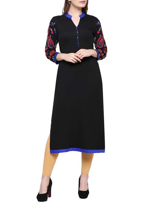 black wool woolen kurta - 15400098 - Very Small Image - 1