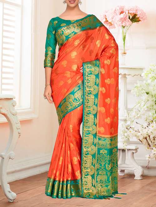 women's self design peach colored saree - 15464279 - Very Small Image - 1