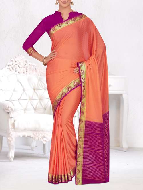 contrast zari border woven saree - 15464298 - Very Small Image - 1