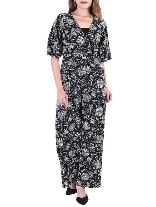 faux wrap monochrome printed jumpsuit - 15465067 - Very Small Image - 1