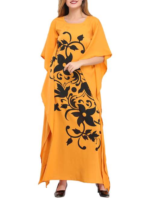 scoop neck floral kaftan dress - 15516946 - Very Small Image - 1