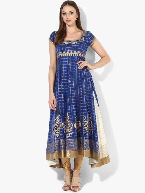 checkered anarkali kurta - 15523783 - Very Small Image - 1