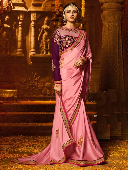 zari lace bordered saree - 15537229 - Very Small Image - 1