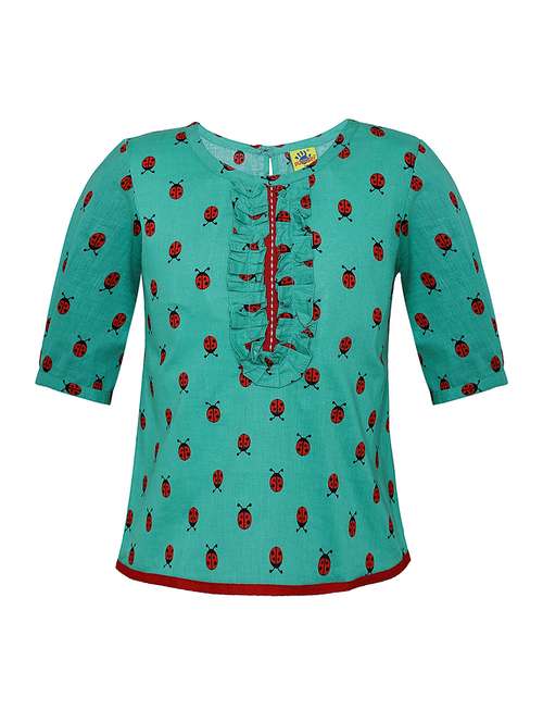 frill trim quirky print top - 15561167 - Very Small Image - 1