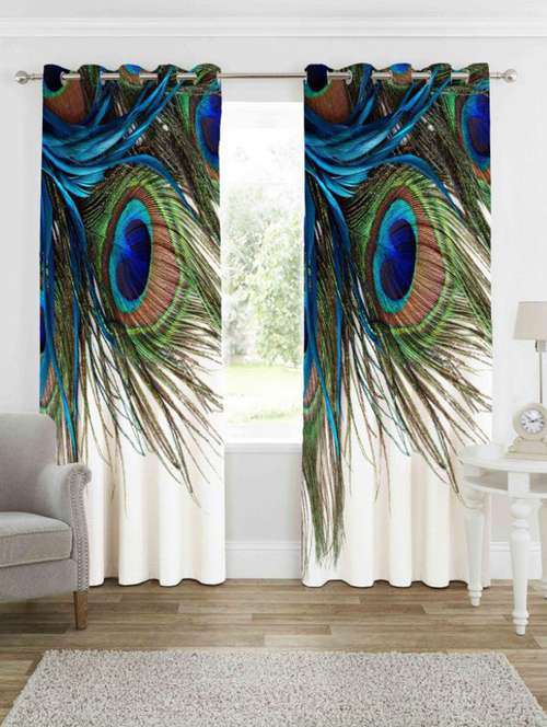 Polyester Set Of 2 Printed Long Door Curtains - 15573587 - Very Small Image - 1