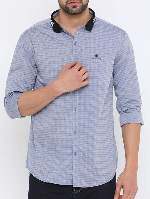 grey cotton casual shirt - 15590487 - Very Small Image - 1
